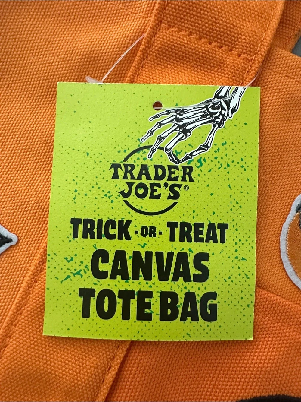 Trader Joe's Kids Orange Halloween Canvas Tote